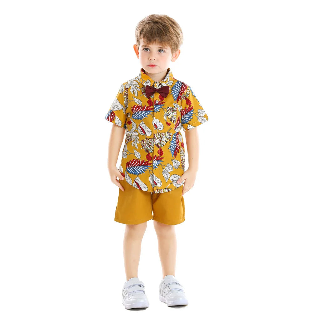 Conjunto de Camisa Hawaiana y Pantalón Corto para Niños