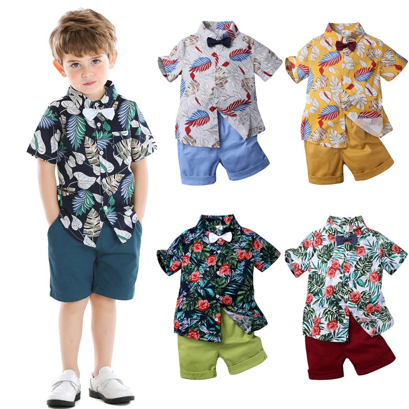 Conjunto de Camisa Hawaiana y Pantalón Corto para Niños