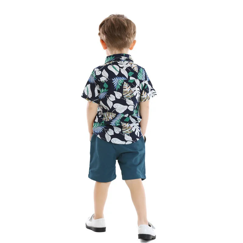 Conjunto de Camisa Hawaiana y Pantalón Corto para Niños