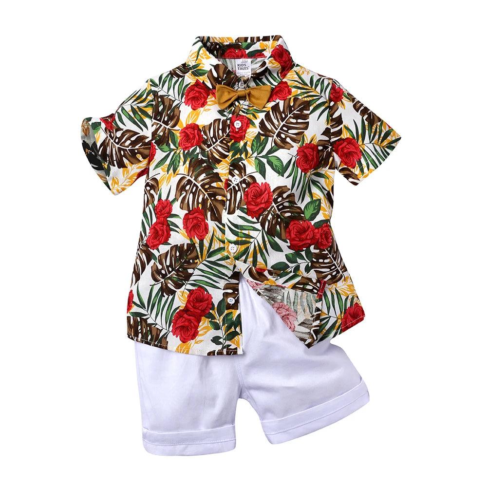 Conjunto de Camisa Hawaiana y Pantalón Corto para Niños